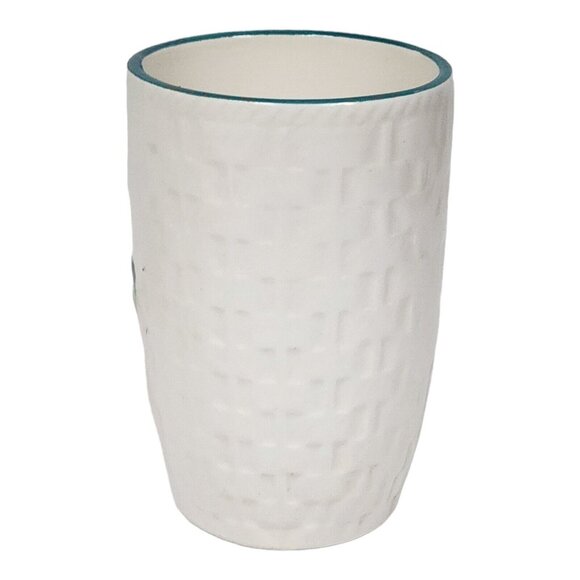 Vtg Basket Weave Pottery Cups Hand Painted Fruit Ceramic Cup Set (6) MCM Glasses - Picture 8 of 12